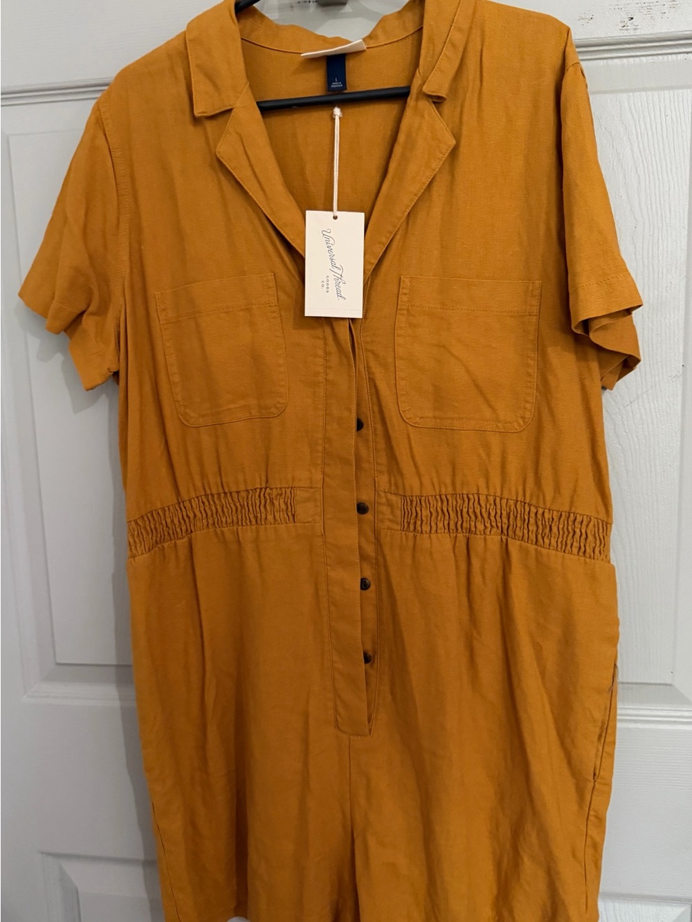 Universal Thread Mustard Short-Sleeve Jumpsuit